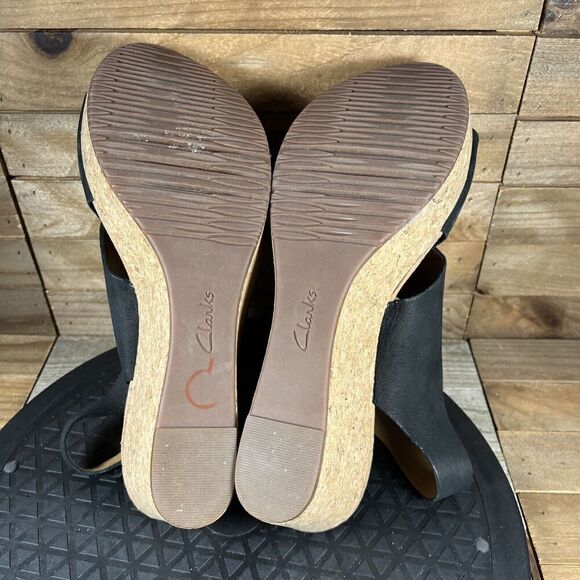 Clarks Women's Size US 9 Annadel Pearl Wedge Sand Black Sandal Comfort Slingback - Picture 9 of 10